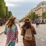 Dos hippies paseando por París.
