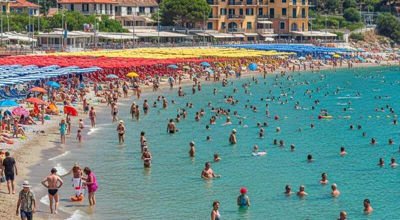 playa llena de gente, no, gracias